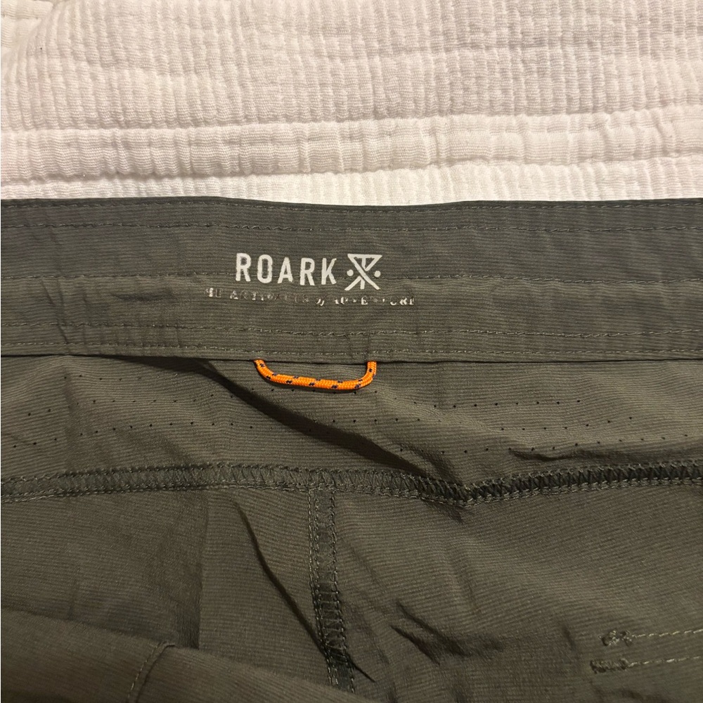 Roark Dark Olive Shorts with Orange Stitch